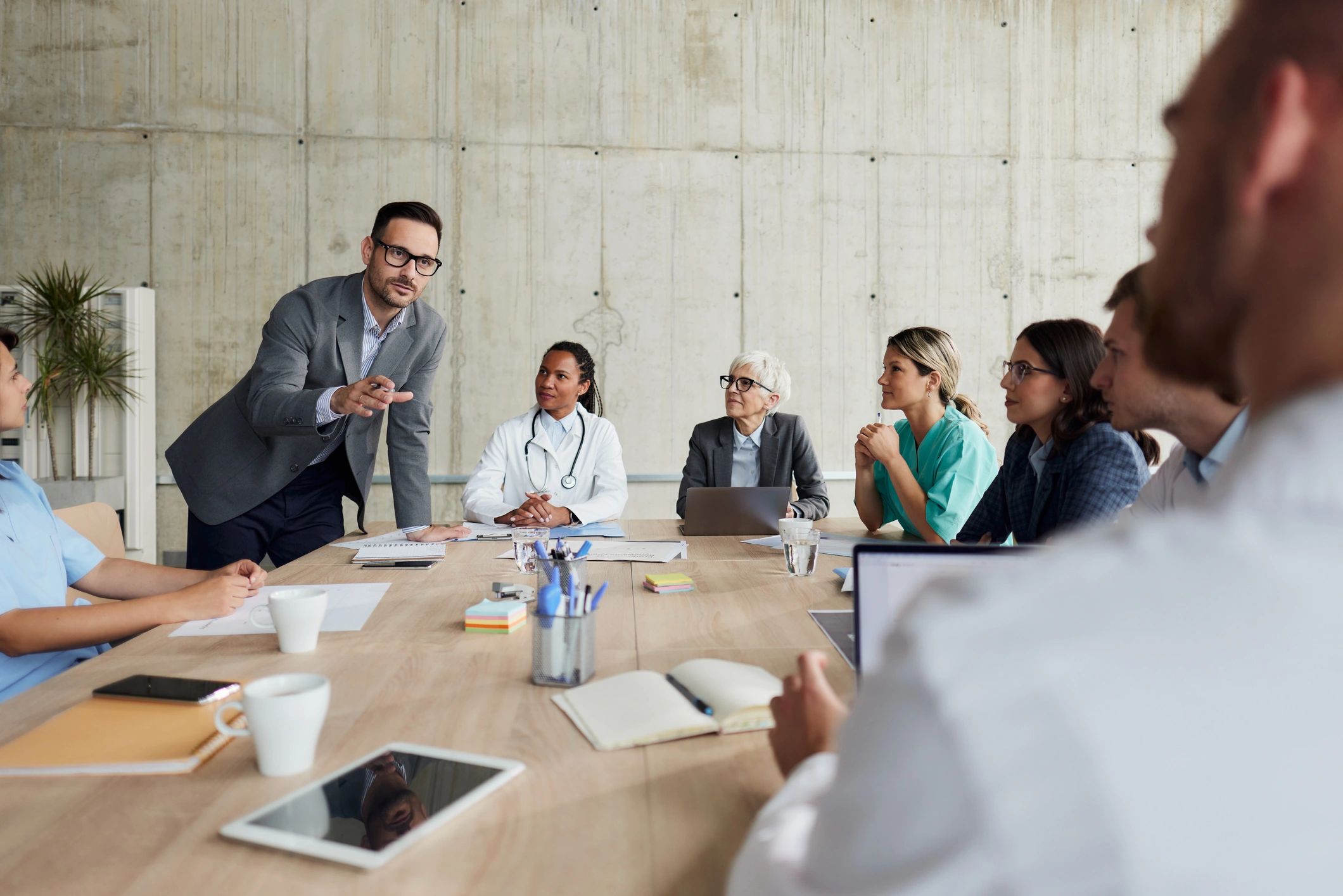 pharma team meeting corporate